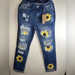 Hocaies Womens Boyfriend Jeans Size 28 Distressed Ripped High Waist Mom Denim